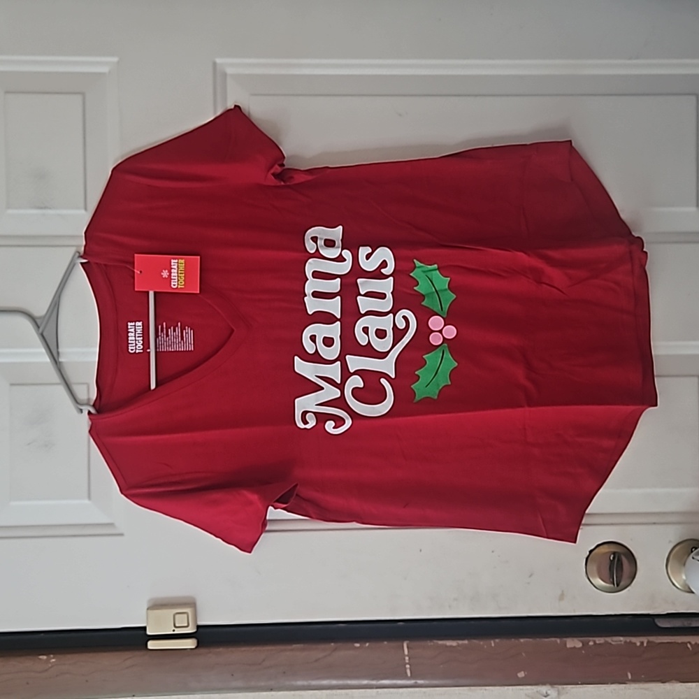 CELEBRATE TOGETHER MAMA CLAUS TEE: RED: NEW WITH TAGS: SIZE S